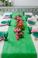 Load image into Gallery viewer, Green colour block linen table cloth
