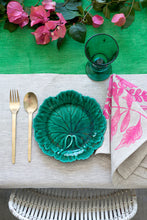 Load image into Gallery viewer, Green colour block linen table cloth
