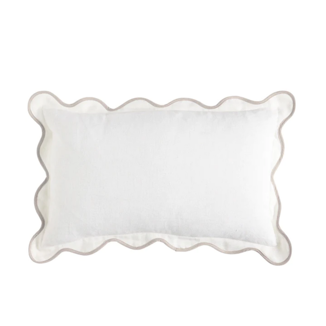 Linen Scallop Cushion in White