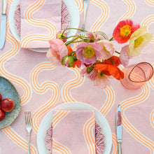 Load image into Gallery viewer, Blush + Neon Orange Spaghetti Llinen Tablecloth
