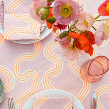 Load image into Gallery viewer, Blush + Neon Orange Spaghetti Llinen Tablecloth
