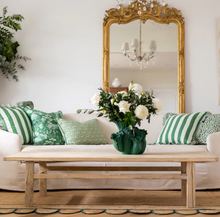 Load image into Gallery viewer, Green &amp; White Stripe Cushion
