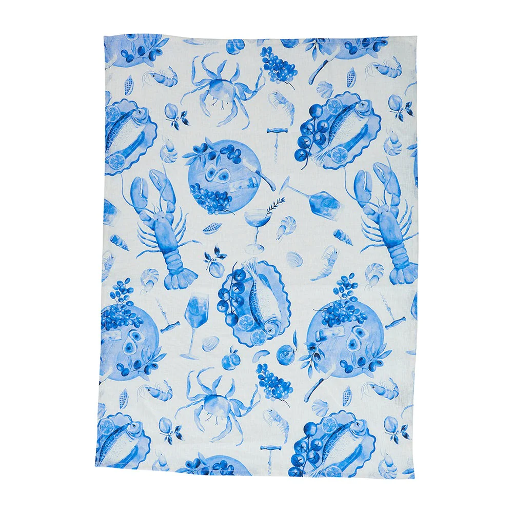 Summer Entertaining Tea Towel in Blue