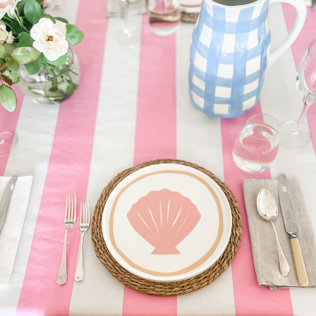 Pink & White Stripe Tablecloth Lo