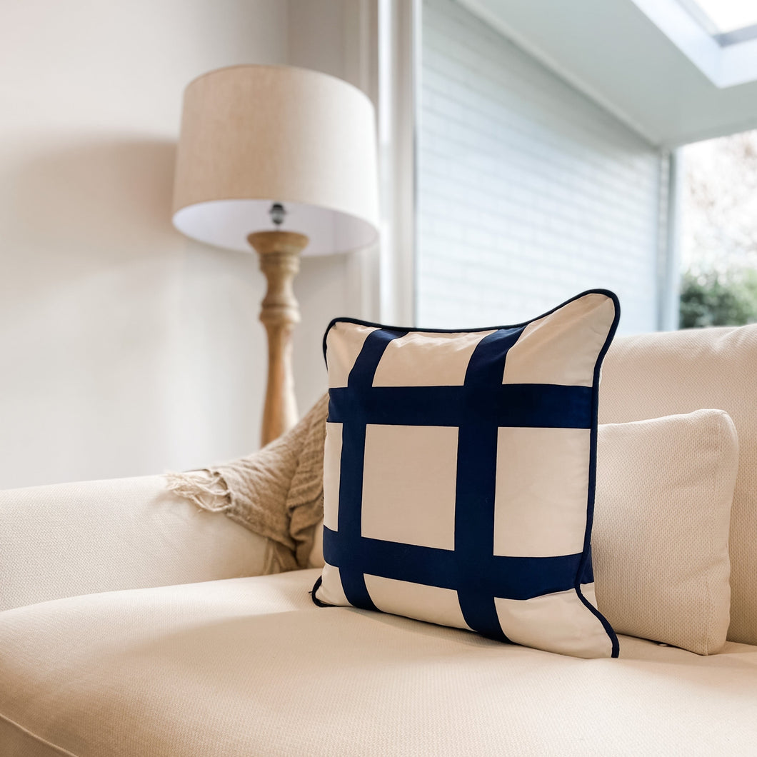 Navy Check Cushion